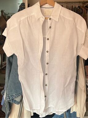 J. Crew Linen Short Sleeve Button Down Shirt XS